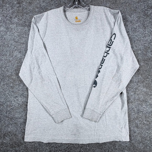 Carhartt Other - Carhartt Dearborn Long Sleeve T-Shirt Mens L Heather Gray Logo Original‎ Fit
